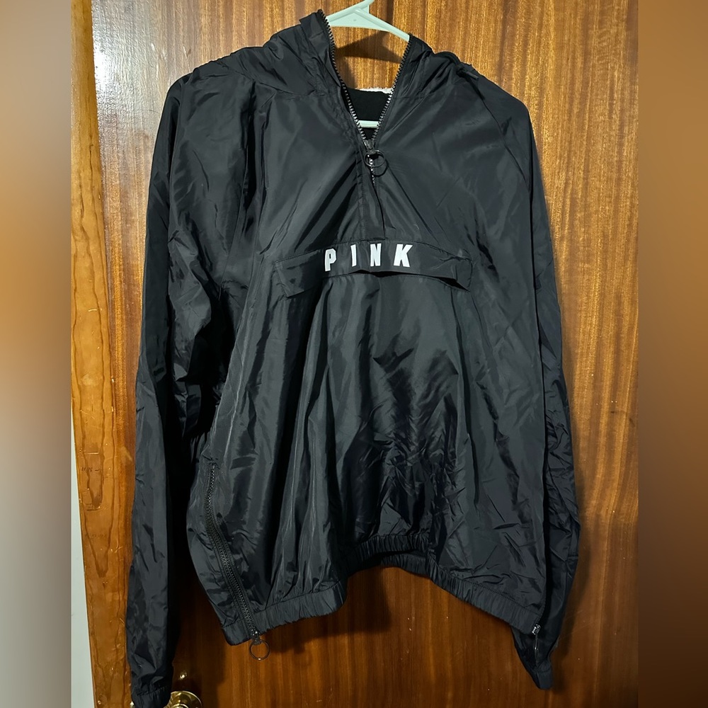 VS PINK pullover rain jacket w/sherpa hoodie size M/L EUC